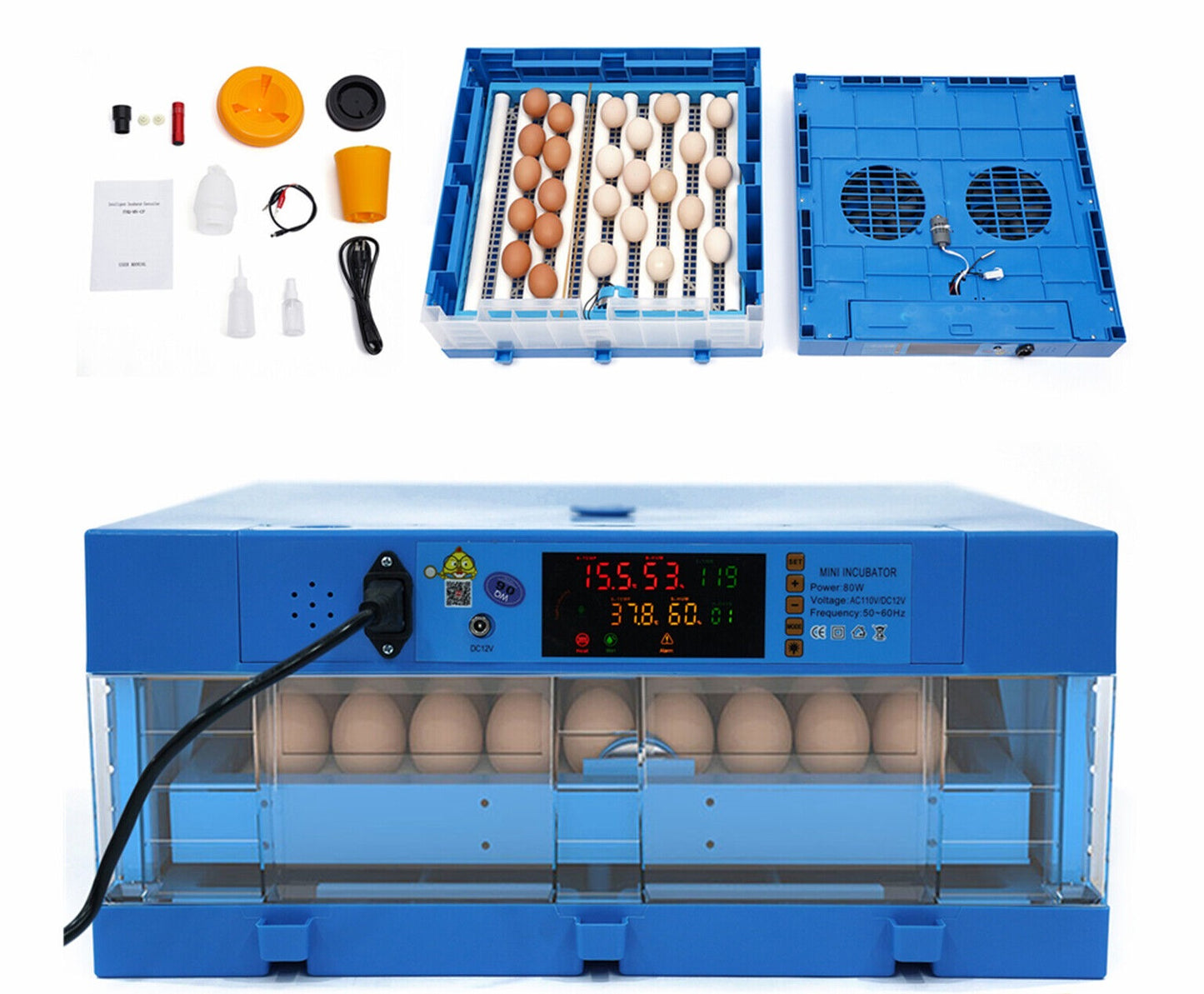 60 Egg Incubator Dual Voltage - Automatic Roller
