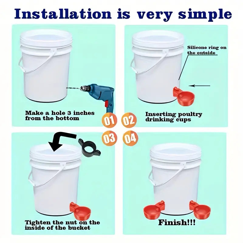 Automatic Poultry Waterer Set of 12 + Hole Drill