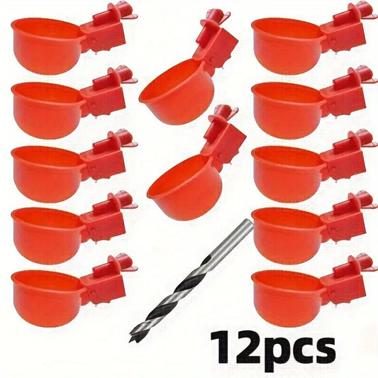 Automatic Poultry Waterer Set of 12 + Hole Drill